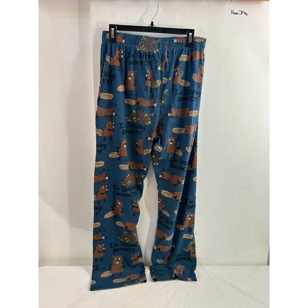 Lazy One Pajama Pants Large Blue Beaver I'm Sleeping Dammit Mens